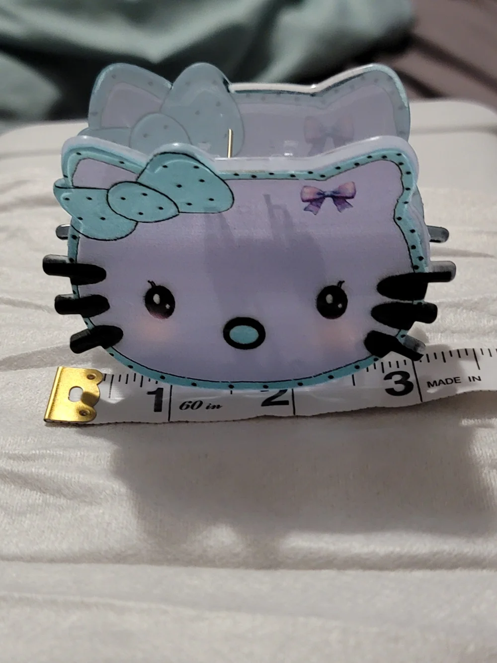 Kids Polka Dot Bow Cat Hair Clip - Light Blue